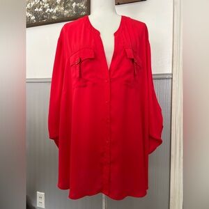 harve benard Women’s Long Sleeve Blouse / Coral / Plus Size: 3X / Spring